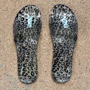 Beach by Matisse Grey/Black Sol Leopard Jelly Slides - US 9 / EU 40